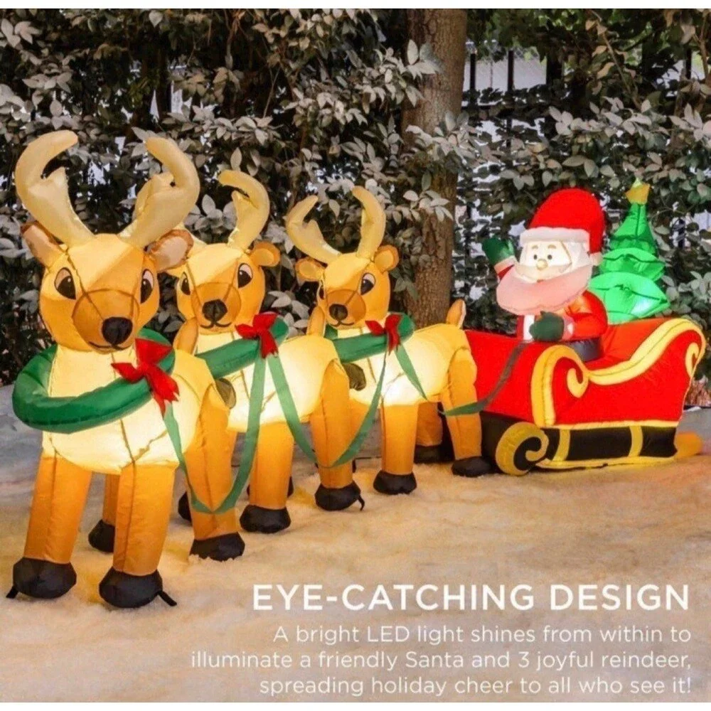 8.5ft Holiday Santa & Reindeer Airblown Inflatable